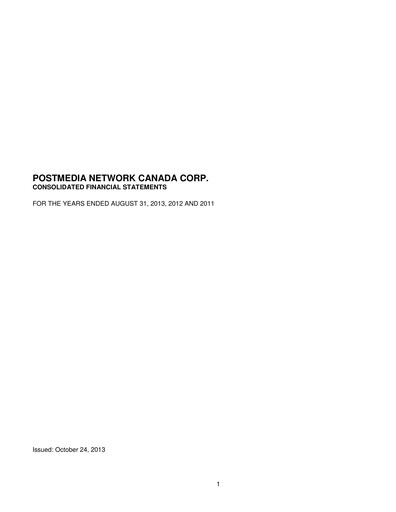 Thumbnail Postmedia Network Canada Financial Statement 2013