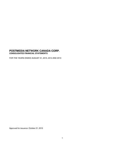 Thumbnail Postmedia Network Canada Financial Statement 2015