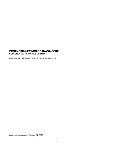 Thumbnail Postmedia Network Canada Financial Statement 2019