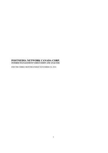 Thumbnail Postmedia Network Canada Quarterly Report 2011-q1
