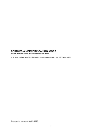 Thumbnail Postmedia Network Canada Quarterly Report 2023-q2