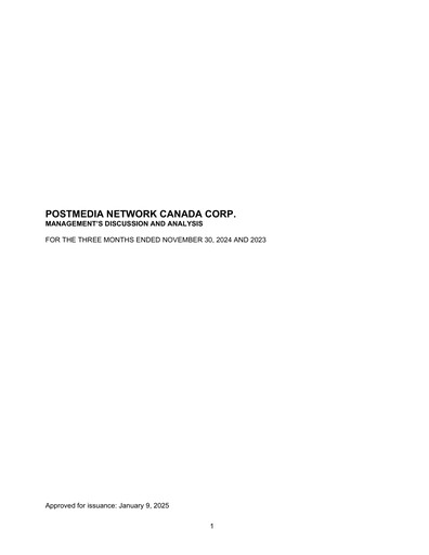 Thumbnail Postmedia Network Canada Quarterly Report 2025-q1