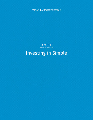 Thumbnail Zions Bancorporation
 Annual Report 2016
