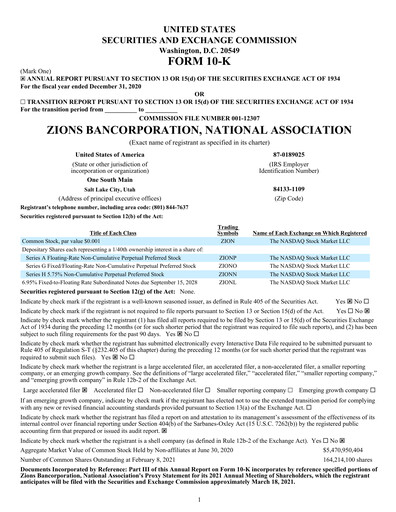 Thumbnail Zions Bancorporation
 Financial Report 2020