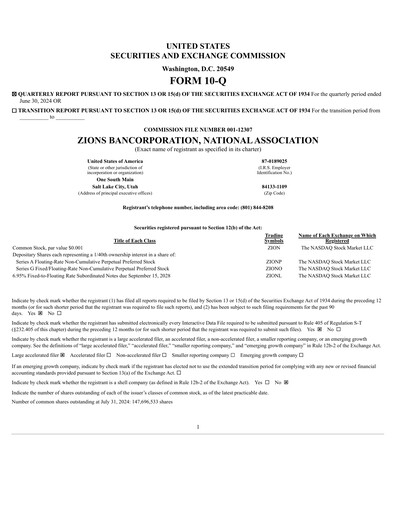 Thumbnail Zions Bancorporation
 Quarterly Report 2024-q2