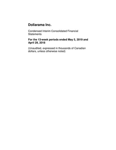 Vorschaubild Dollarama Finanzmitteilung 2019-q1