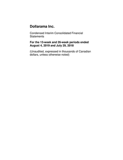 Vorschaubild Dollarama Finanzmitteilung 2019-q2
