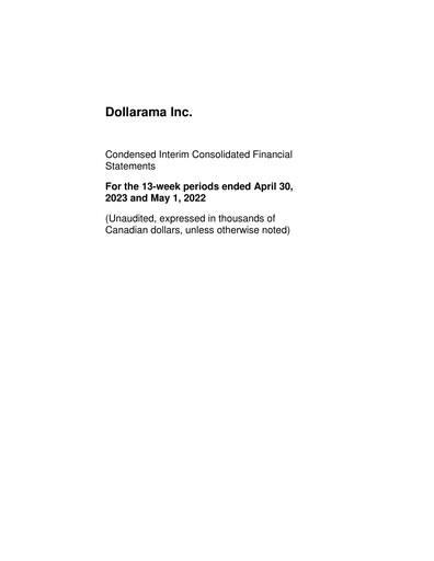Vorschaubild Dollarama Finanzmitteilung 2023-q1