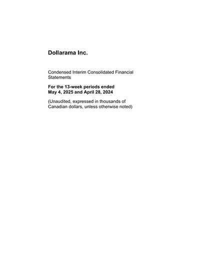 Vorschaubild Dollarama Finanzmitteilung 2025-q1