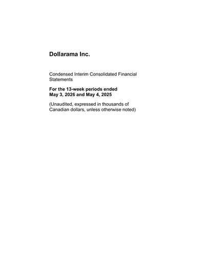 Thumbnail Dollarama Financial Statement 2026-q1