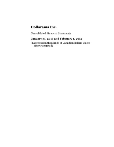 Thumbnail Dollarama Financial Statement fy2016