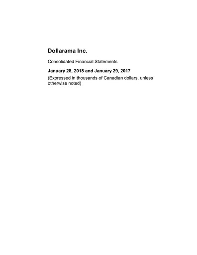 Thumbnail Dollarama Financial Statement fy2018