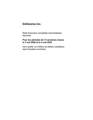 Thumbnail Dollarama Financial Statement 2026-q1