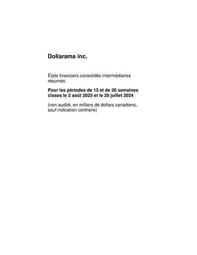 Thumbnail Dollarama Financial Statement 2026-q2