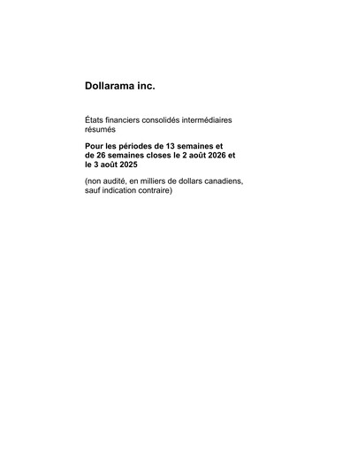 Thumbnail Dollarama Financial Statement 2027-q2