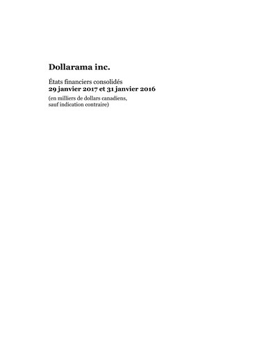 Thumbnail Dollarama Financial Statement fy2017