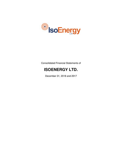 Thumbnail IsoEnergy Financial Statement 2018