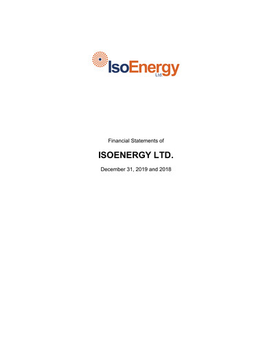 Thumbnail IsoEnergy Financial Statement 2019