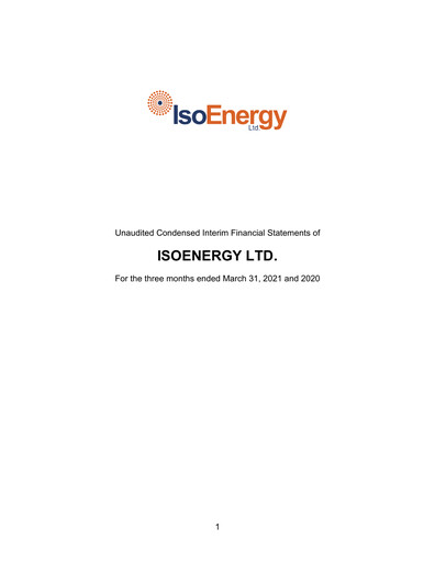 Thumbnail IsoEnergy Financial Statement 2021-q1