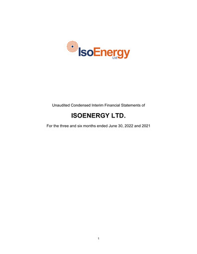 Thumbnail IsoEnergy Financial Statement 2022-h1