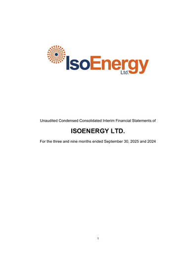Thumbnail IsoEnergy Financial Statement 2025-9m
