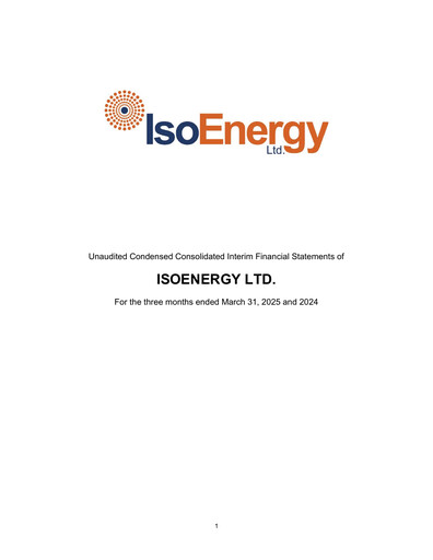 Thumbnail IsoEnergy Financial Statement 2025-q1
