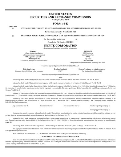 Thumbnail Incyte Annual Report 2021