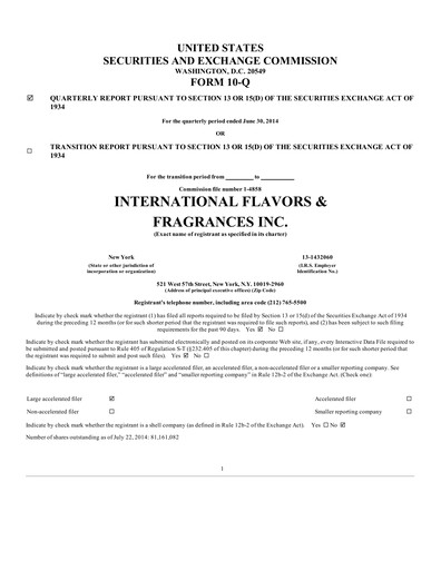 Thumbnail International Flavors & Fragrances
 Quarterly Report 2014-q2