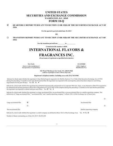 Thumbnail International Flavors & Fragrances
 Quarterly Report 2015-q2