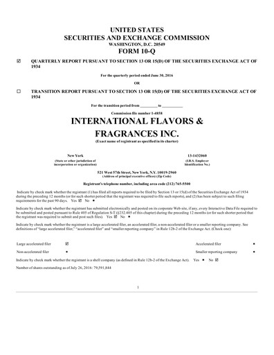 Thumbnail International Flavors & Fragrances
 Quarterly Report 2016-q2