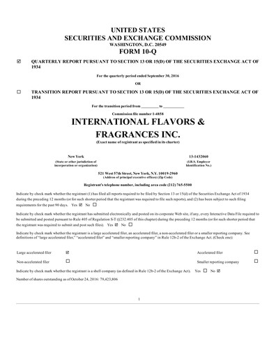 Thumbnail International Flavors & Fragrances
 Quarterly Report 2016-q3