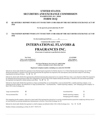 Thumbnail International Flavors & Fragrances
 Quarterly Report 2017-q2