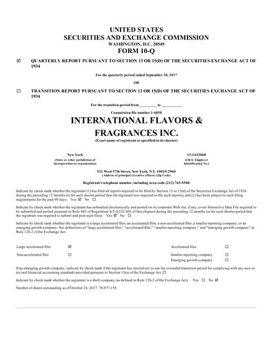 Thumbnail International Flavors & Fragrances
 Quarterly Report 2017-q3