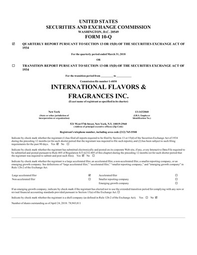 Thumbnail International Flavors & Fragrances
 Quarterly Report 2018-q1