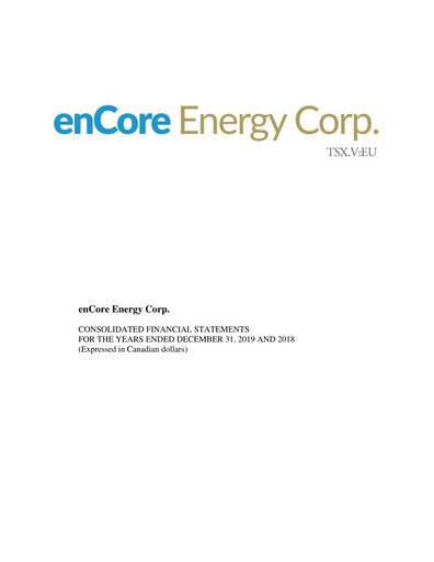 Thumbnail enCore Energy Financial Statement 2019