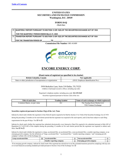 Thumbnail enCore Energy Quarterly Report 2025-q1