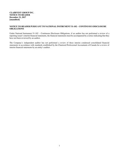 Vorschaubild Clairvest Group Finanzmitteilung 2018-q3