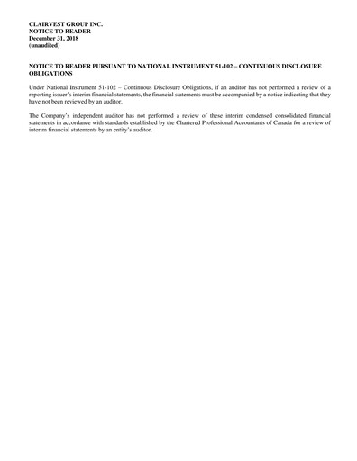 Thumbnail Clairvest Group Financial Statement 2019-q3