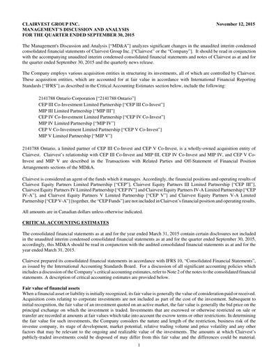 Thumbnail Clairvest Group Quarterly Report 2016-q2
