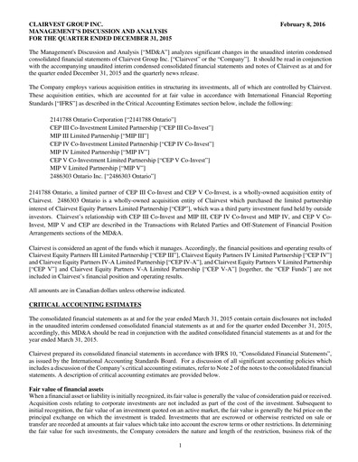 Thumbnail Clairvest Group Quarterly Report 2016-q3