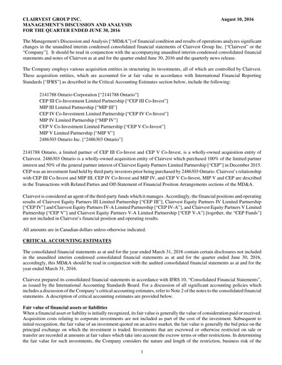 Thumbnail Clairvest Group Quarterly Report 2017-q1