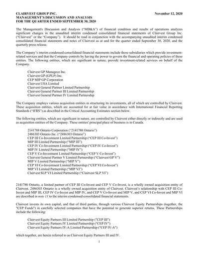 Thumbnail Clairvest Group Quarterly Report 2021-q2