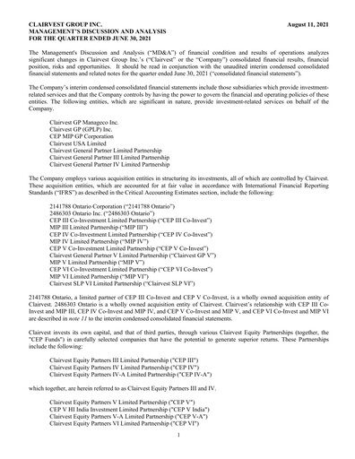 Thumbnail Clairvest Group Quarterly Report 2022-q1
