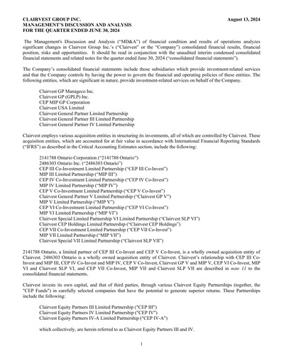 Thumbnail Clairvest Group Quarterly Report 2025-q1