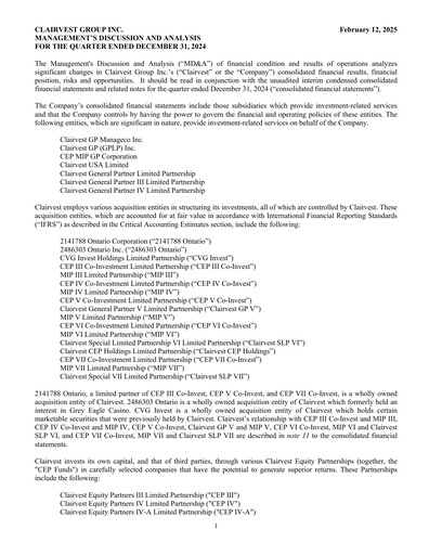 Thumbnail Clairvest Group Quarterly Report 2025-q3