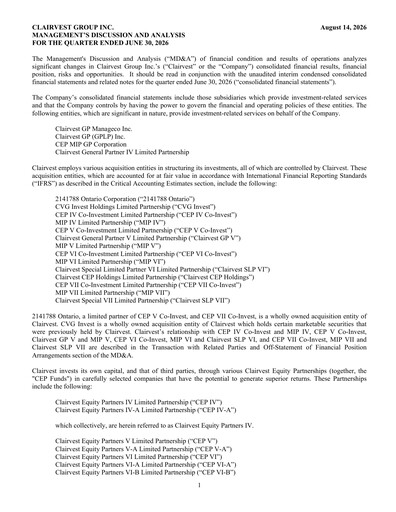 Thumbnail Clairvest Group Quarterly Report 2027-q1