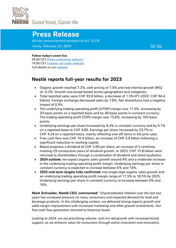 Thumbnail Nestlé Financial Report 2023