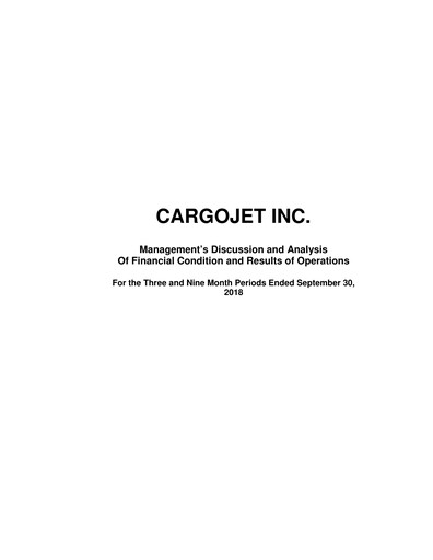 Thumbnail Cargojet Quarterly Report 2018-q3