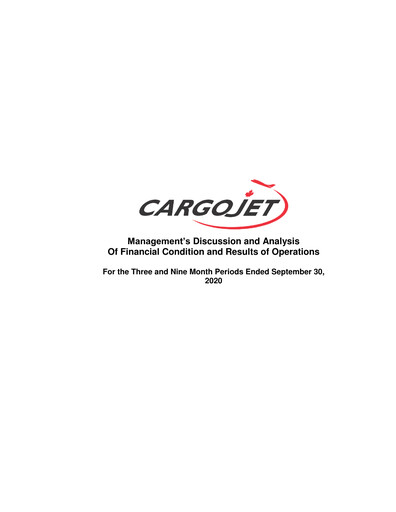 Thumbnail Cargojet Quarterly Report 2020-q3