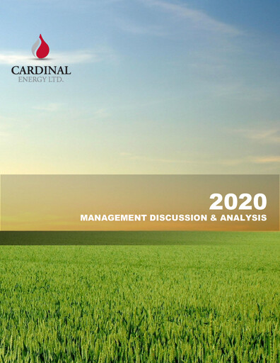 Miniature Cardinal Energy Rapport financier 2020